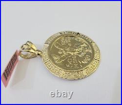 REAL 14k Yellow Gold Charm Centenario Style Coin in Bezel 50 Pesos 1947 Pendant