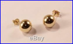 ROBERTO COIN 18K YELLOW GOLD BALL ROUND STUD POST EARRINGS, 12.33 mm