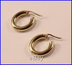 ROBERTO COIN 18K YELLOW GOLD OVAL SHAPE 0.79 INCH DROP HOOP EARRINGS, 4mm THICK