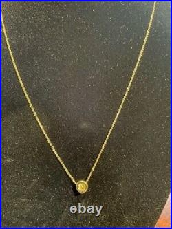 ROBERTO COIN 18K Yellow Gold Diamond Bezel Pendant Necklace, 16, gen. Box #123