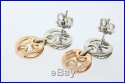 ROBERTO COIN 18k Rose & White Gold. 50ct Round Diamond 24.2mm Dangle Earrings