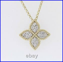 ROBERTO COIN 18k Yellow Gold 0.17ctw Diamond Medium Princess Flower Necklace