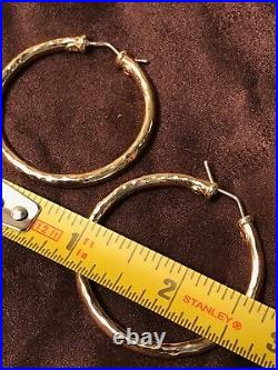 ROBERTO COIN Italian 18k Yellow Gold Martellato Hammered Hoop Earrings