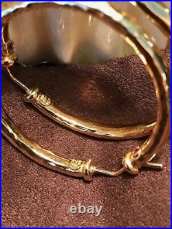 ROBERTO COIN Italian 18k Yellow Gold Martellato Hammered Hoop Earrings