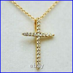 ROBERTO COIN NEW Tiny Treasure Pave Diamond 18K Yellow Gold Cross Necklace