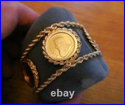 Rare 14k Gold Bracelet With 5 Each 1/10th oz Krugerrand Coins Estate Jewelry