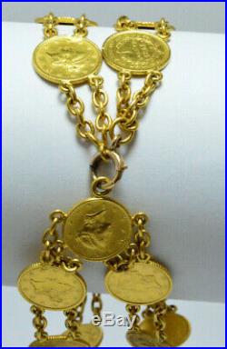 Rare 22k Sold Gold $1 US 17 Coins 1849-1853 Unique Necklace Bracelet Antique