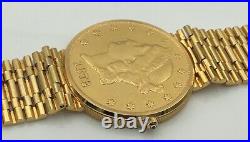 Rare Corum $20 Coin Watch 18k Yellow Gold on Bracelet 1878