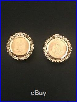 Rare Deco Styled Mexican Gold Coin Bracelet & Earings