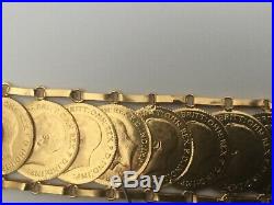 Rare Egyptian 1918 Half Sovereign Coins Authentic Stamped 21K Gold 53gm Bracelet