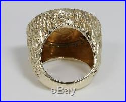 Rare Estate 14k Solid Ring with 1910 Quarter Eagle 2.5 Indian Coin & 25 Diamonds