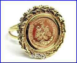 Rare Real 14K Yellow Gold RING with Mexican Coin Copy size 8.5 Unisex