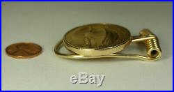 Raymond Yard 1907 High Relief Gaudens Double Eagle $20 Gold Coin 14K Money Clip
