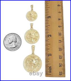 Real 10K Yellow Gold Aries Pendant, Zodiac Sign Coin Pendant Astrology Jewelry