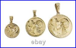 Real 10K Yellow Gold Aries Pendant, Zodiac Sign Coin Pendant Astrology Jewelry