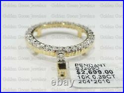 Real 10K Yellow Gold Genuine Natural Diamonds Coin Bezel 21 MM Pendant Charm