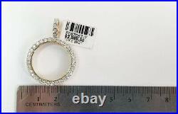 Real 10K Yellow Gold Genuine Natural Diamonds Coin Bezel 27MM Pendant Charm