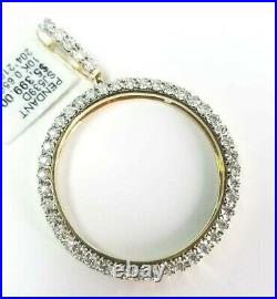Real 10K Yellow Gold Genuine Natural Diamonds Coin Bezel 37MM Pendant Charm