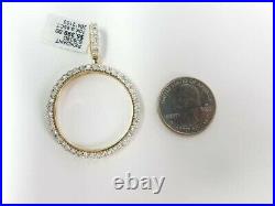 Real 10K Yellow Gold Genuine Natural Diamonds Coin Bezel 37MM Pendant Charm