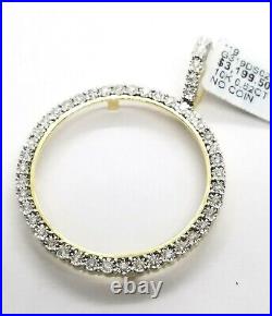 Real 10K Yellow Gold Genuine Natural Diamonds Coin Bezel 38MM Pendant Charm