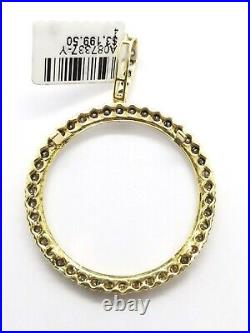 Real 10K Yellow Gold Genuine Natural Diamonds Coin Bezel 38MM Pendant Charm