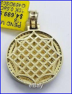 Real 10K Yellow Gold Genuine Natural Diamonds Liberty Coin Dollor Pendant Charm