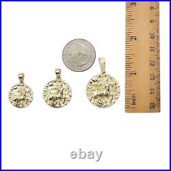 Real 10K Yellow Gold Sagittarius Pendant, Zodiac Sign Coin Pendant Astrology