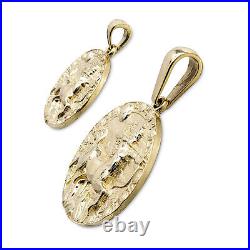 Real 10K Yellow Gold Sagittarius Pendant, Zodiac Sign Coin Pendant Astrology