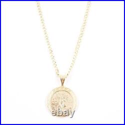 Real 14K Yellow Gold 4.67mm Curb Chain (24) with 1.25 50 Peso Coin Pendant