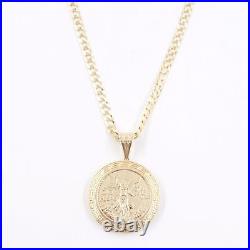 Real 14K Yellow Gold 4.67mm Curb Chain (24) with 1.25 50 Peso Coin Pendant