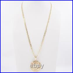 Real 14K Yellow Gold 4.67mm Curb Chain (24) with 1.25 50 Peso Coin Pendant