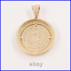 Real 14K Yellow Gold 4.67mm Curb Chain (24) with 1.25 50 Peso Coin Pendant