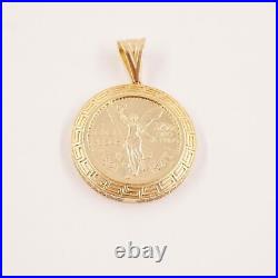 Real 14K Yellow Gold 4.67mm Curb Chain (24) with 1.25 50 Peso Coin Pendant