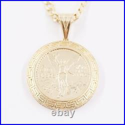 Real 14K Yellow Gold 4.67mm Curb Chain (24) with 1.25 50 Peso Coin Pendant