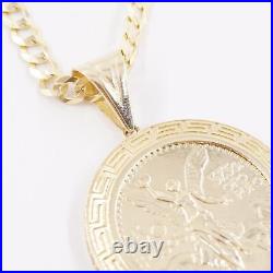 Real 14K Yellow Gold 4.67mm Curb Chain (24) with 1.25 50 Peso Coin Pendant