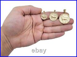 Real 14K Yellow Gold Taurus Pendant, Zodiac Sign Coin Pendant Astrology Jewelry
