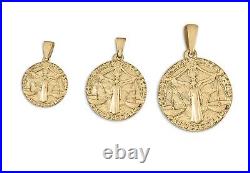Real 18K Yellow Gold Libra Pendant, Zodiac Sign Coin Pendant Astrology Jewelry