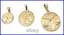 Real 18K Yellow Gold Libra Pendant, Zodiac Sign Coin Pendant Astrology Jewelry