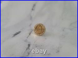 Real Moissanite 20 Coin Lady Liberty 1.20 Ct Round Prong 14k Yellow Gold Finish