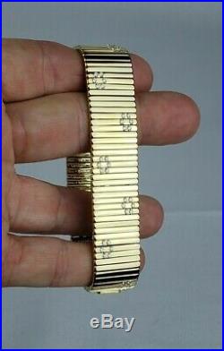 Retired Roberto Coin 18K Yellow Gold & Flower Diamond Flexible Bracelet 48g