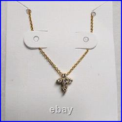 Robert Coin Necklace Baby Cross 18K Yellow Gold & Diamonds 15 In Length