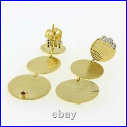 Roberto Coin 18K Triple Disc Elephantino Diamond Dangle Earrings 0.15 CTW DIA