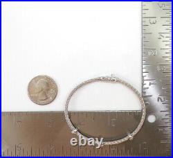 Roberto Coin 18K White Gold Diamond Woven Station Flex Bangle Bracelet LJF2