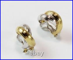 Roberto Coin 18K White & Yellow Gold X Crossover Hoop Omega Back Post Earrings