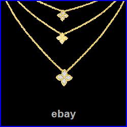 Roberto Coin 18K Yellow Gold & Diamond 3 Drop Flower Necklace New and Authentic