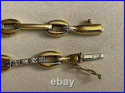 Roberto Coin 18K Yellow Gold Diamond Bar Oval Link Tennis Bracelet 14.4g