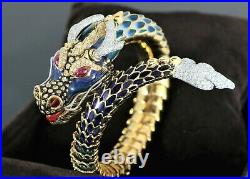 Roberto Coin 18K Yellow Gold Dragon Ruby Diamond Enamel Cuff Wrap Bracelet