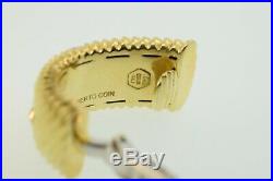 Roberto Coin 18K Yellow & White Gold Ribbed. 36ctw Diamond Omega Earrings