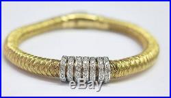 Roberto Coin 18Kt Woven Diamond Bar Bracelet Yellow Gold. 60Ct