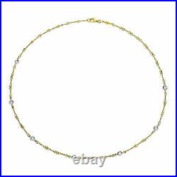 Roberto Coin 18k Gold Dog Bone Chain Necklace 7 Diamond By The Inch 7 Stations